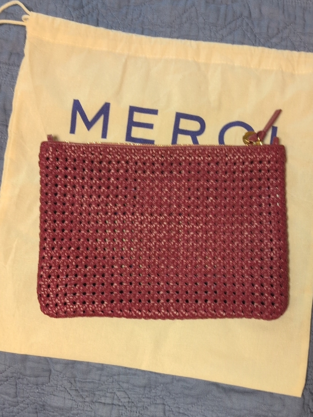 Clare V. Flat Clutch In Plummy Rattan - Picture 5 of 6